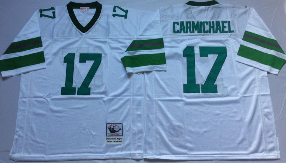 Men Philadelphia Eagles 17 Carmichael white Mitchell Ness jerseys